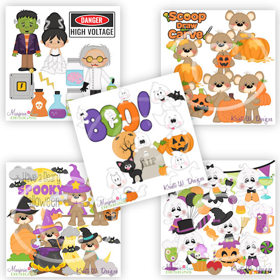 Halloween Set 5 Bundle-5 Sets SVG Cutting File Sets + Clip Art - Click Image to Close